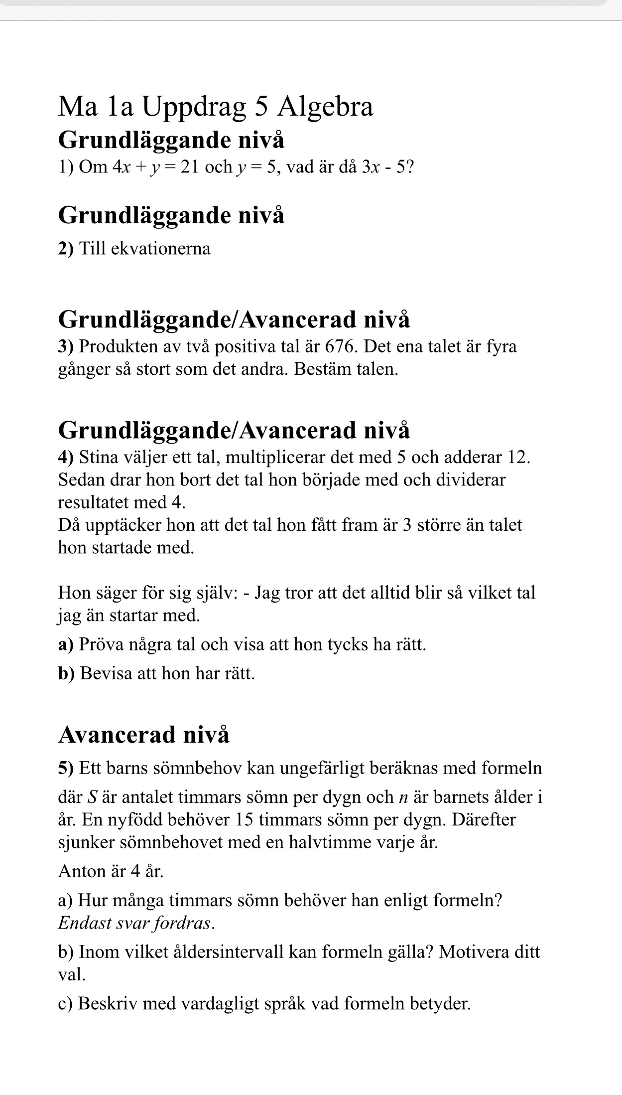 Solve this also in Swedish \f