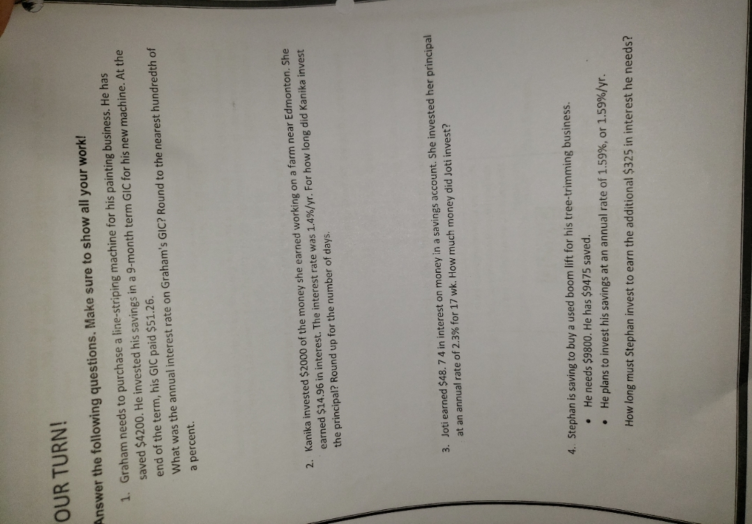 mathematics OUR TURN! Answer the following