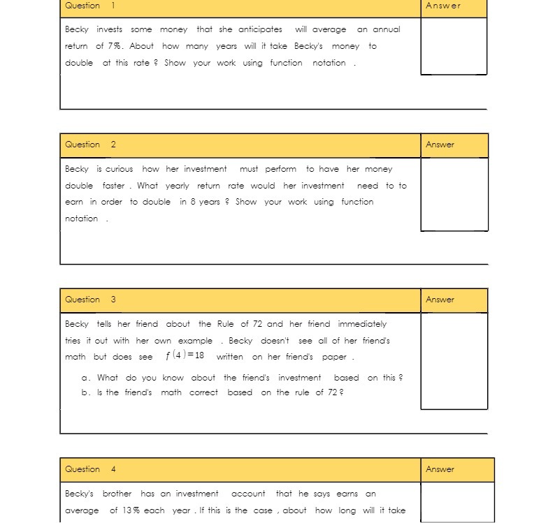 Question 1 Answer Becky invests some money that