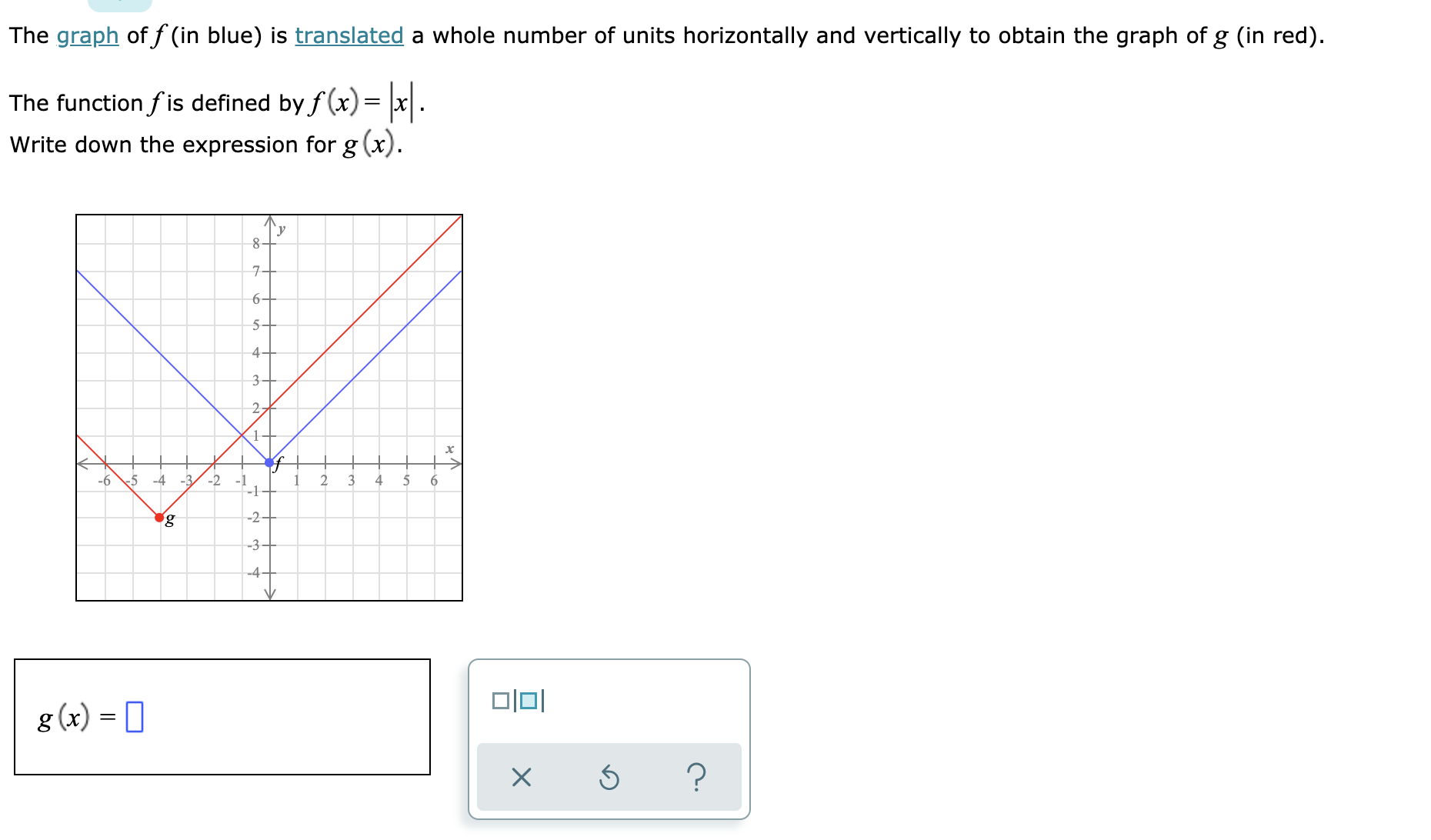 Graph the function. f(x)= x+1+5 Plot four points