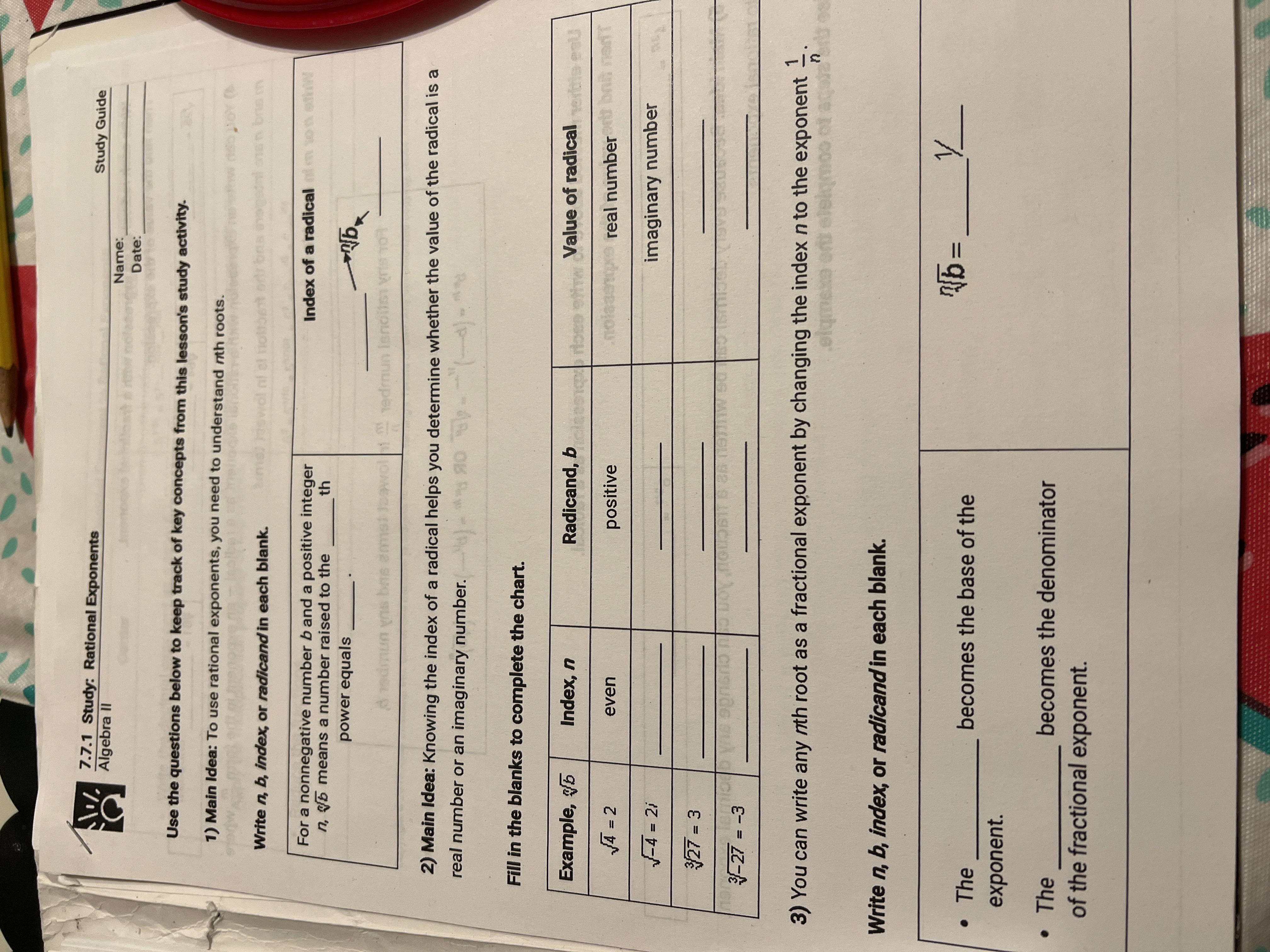 7.7.1 Study: Rational Exponents Algebra II Study