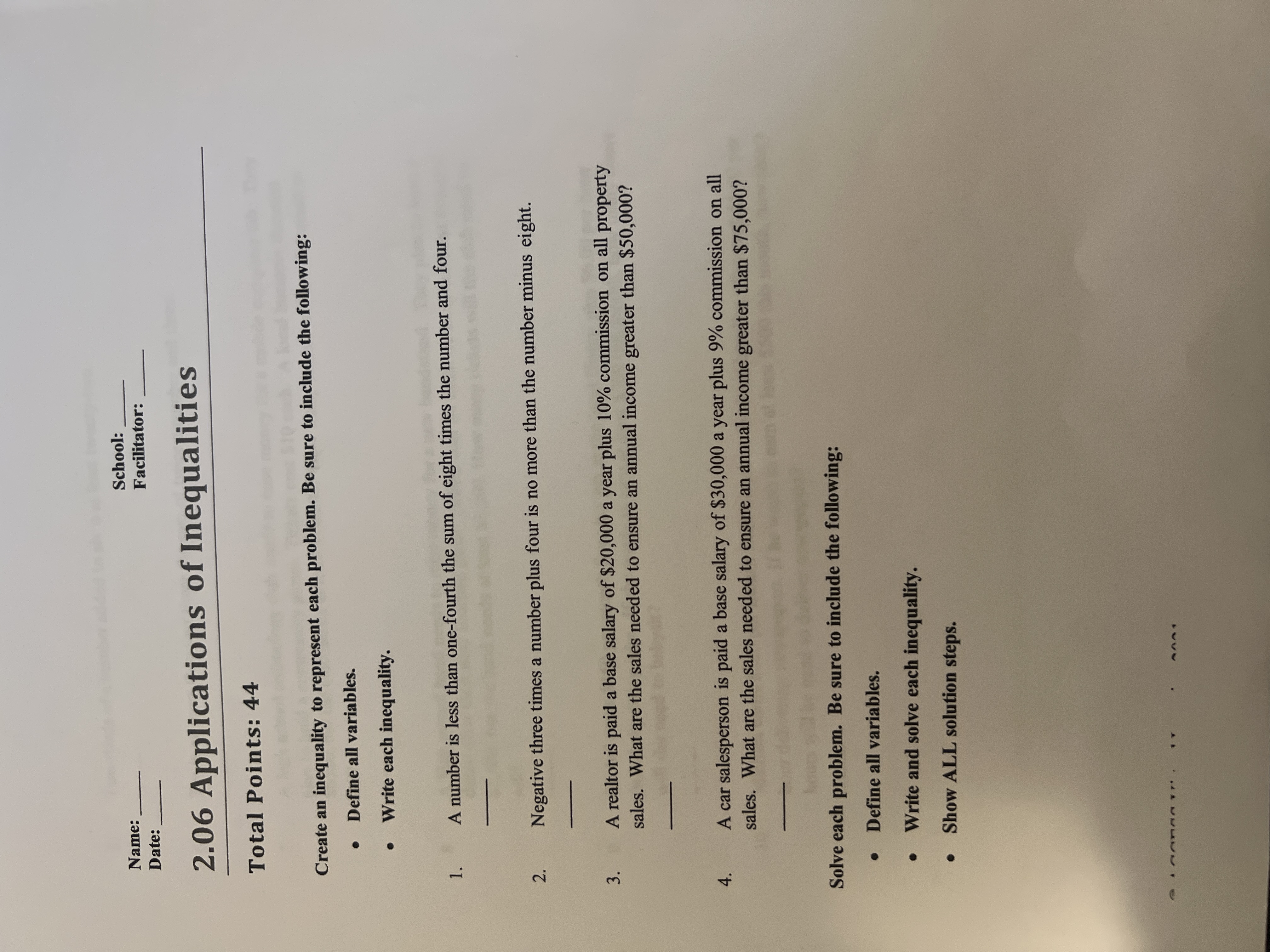 Name: School: Date: Facilitator: 2.06