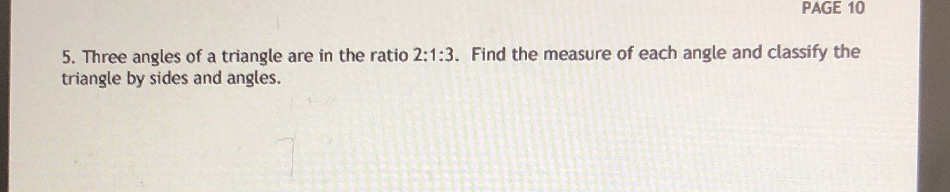 PAGE 10 5. Three angles of a triangle are in the