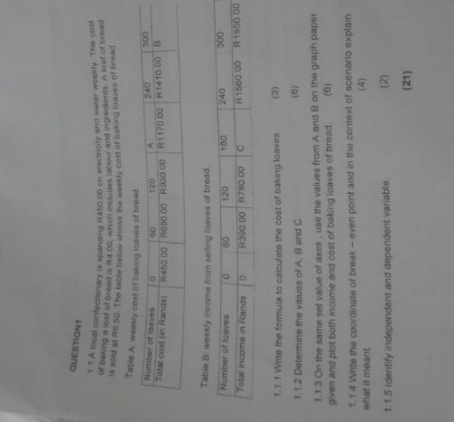 please help i don't understand QUESTION! 1.1 A