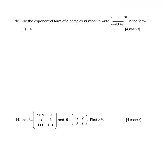 All Calculations must be shown to earn full