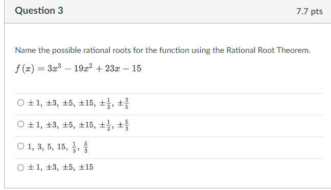 Question 1 7.7 pts River used the Remainder