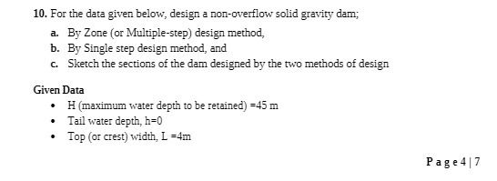 10. For the data given below, design a