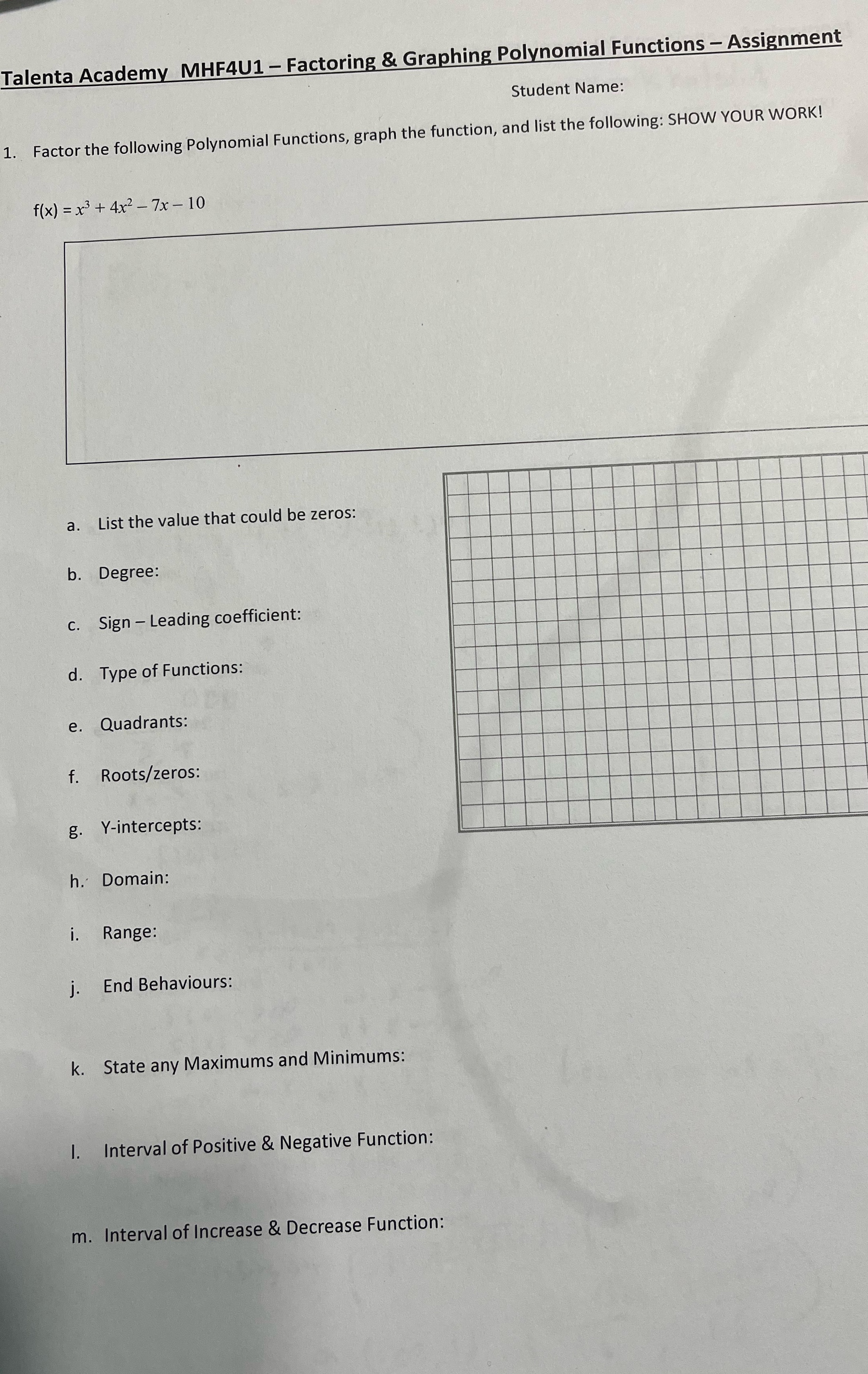 Pls help Talenta Academy MHF4U1 - Factoring &