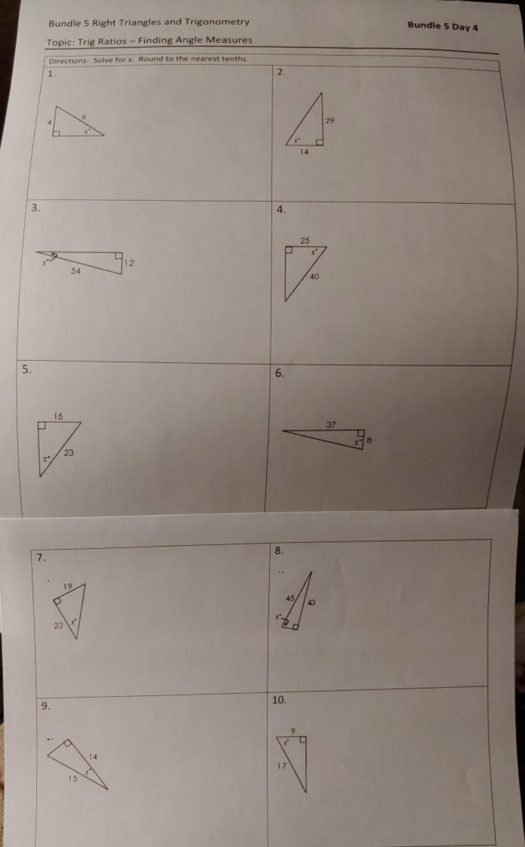 tri ratios - finding angles measures. please
