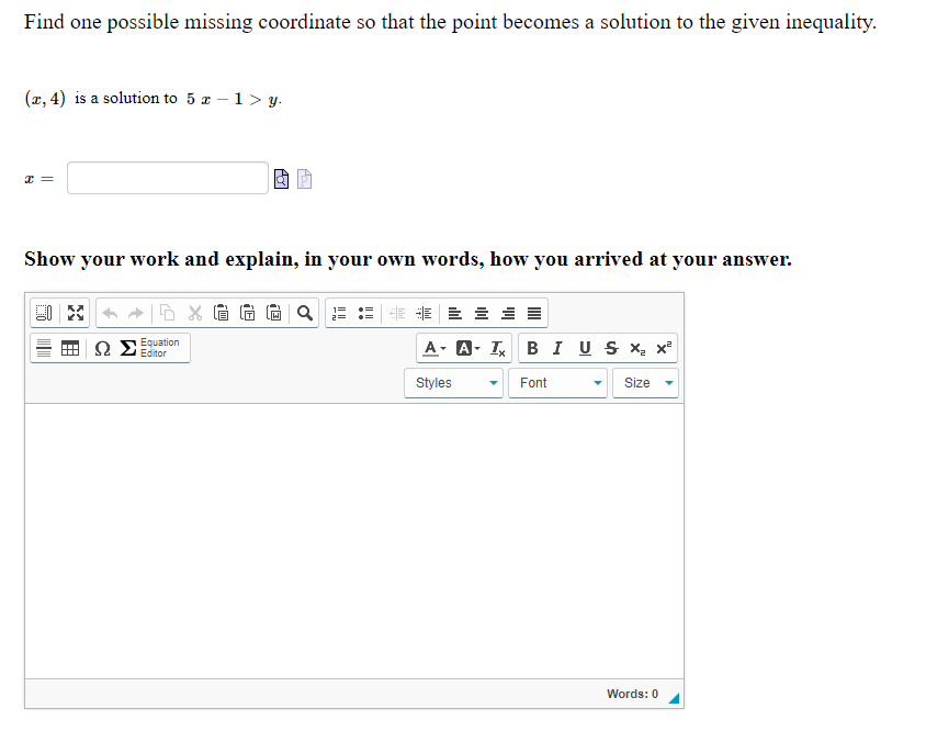 Draw the graph of the inequality: y  style=
