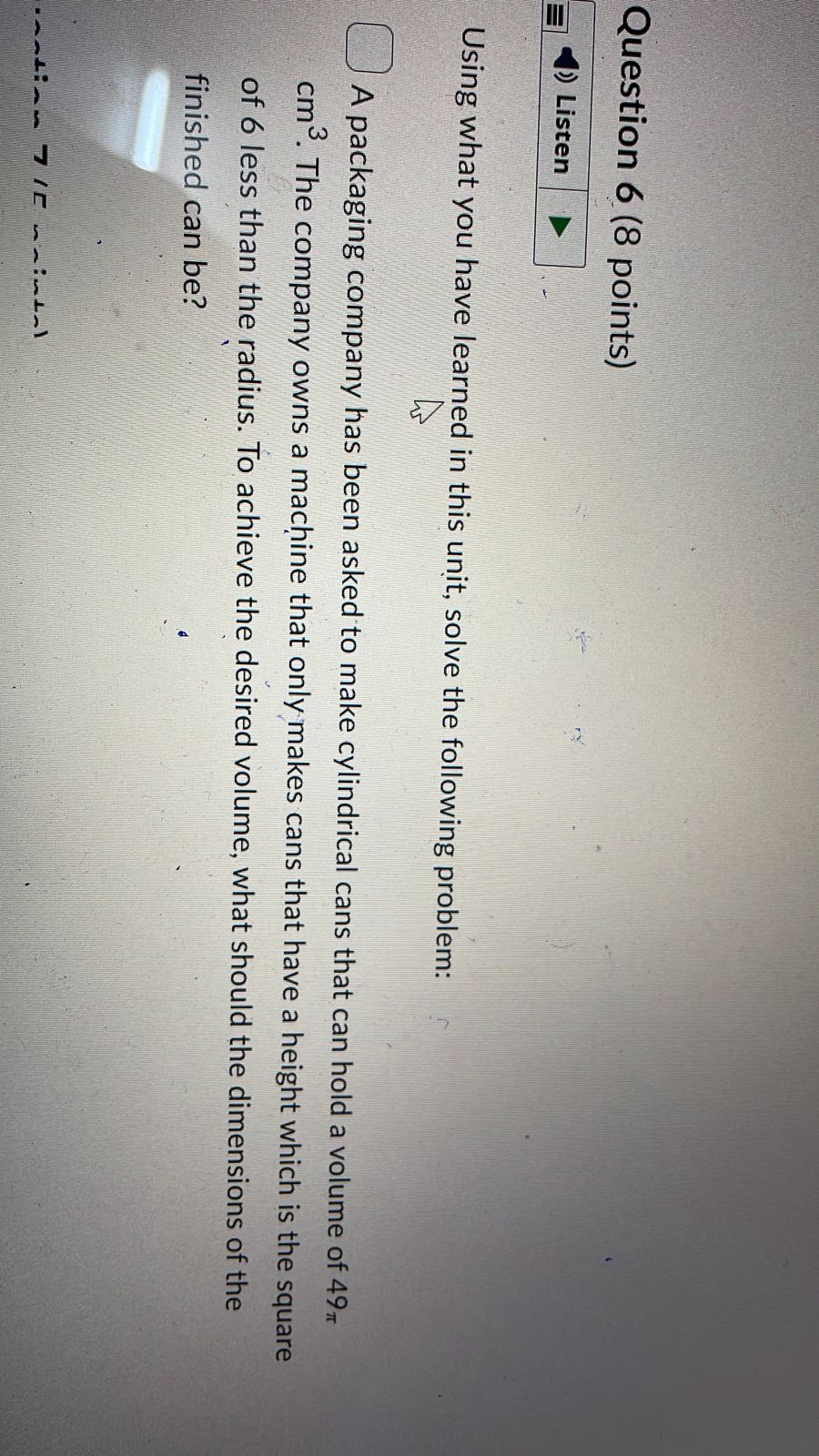 Using the table of values given, determine the