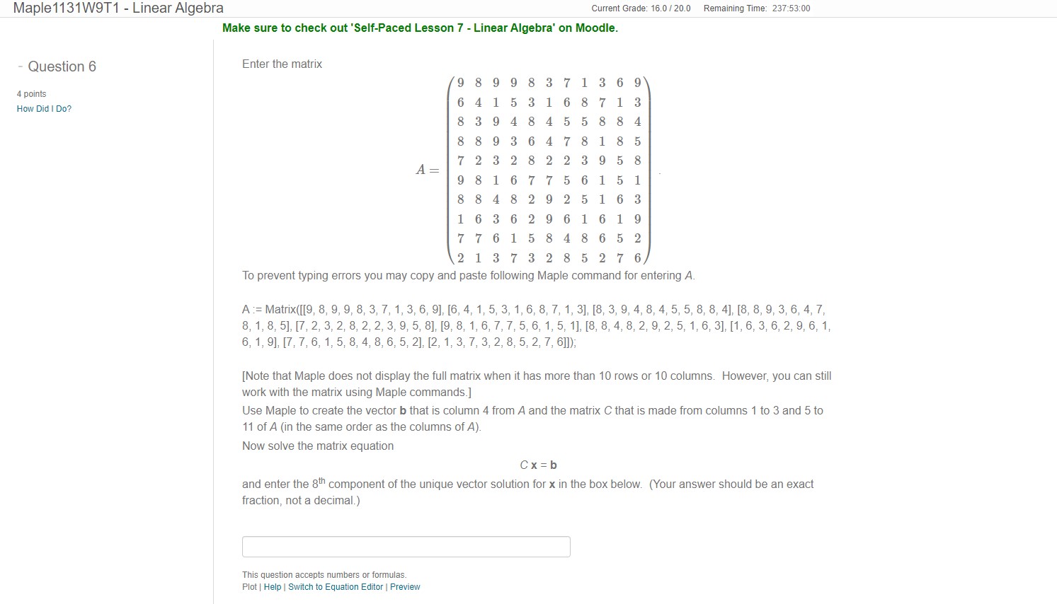 How do I solve this matrix/vector problem using