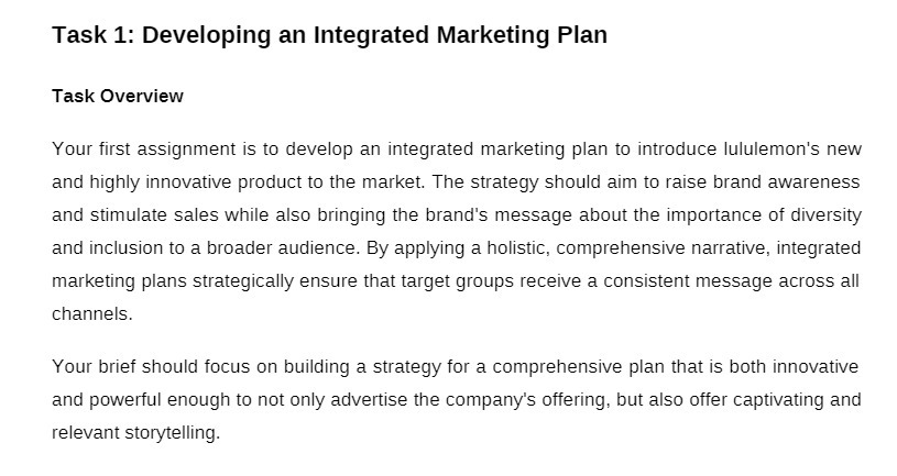 Task 1: Developing an Integrated Marketing Plan
