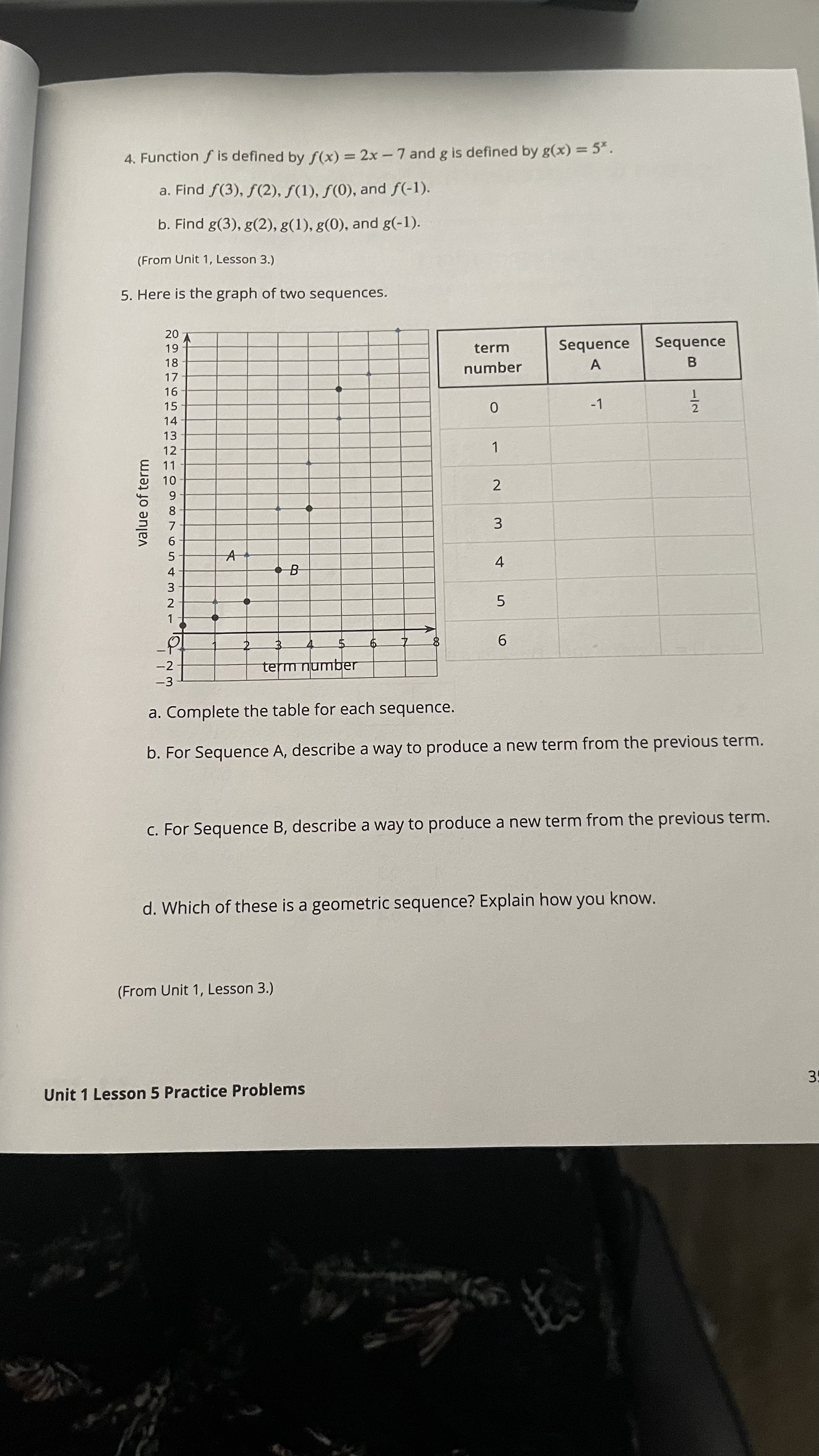 4. Function f is defined by f(x) = 2x - 7 and g
