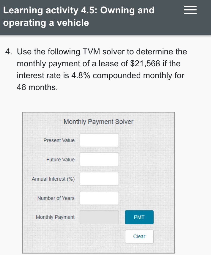 Learning activity 4.5: Owning and operating a
