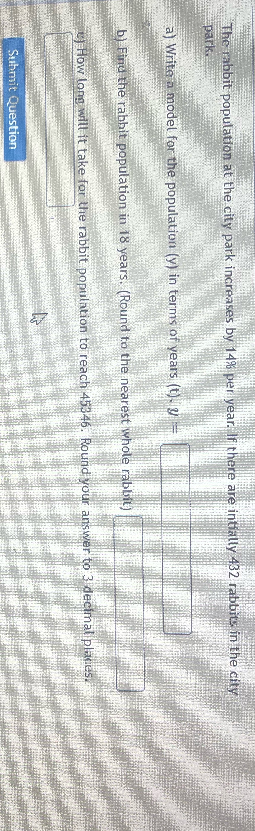 The rabbit population at the city park increases