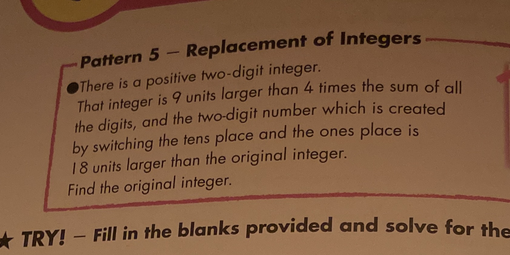 Pattern 5 - Replacement of Integers There is a