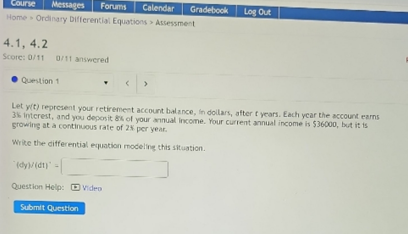 Differential Equation Course Messages Forums