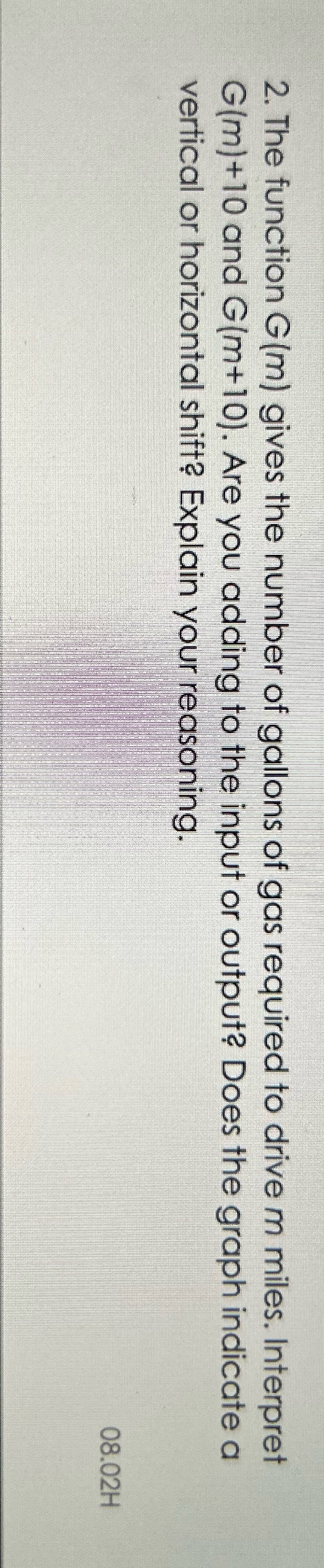 2. The function G(m) gives the number of gallons