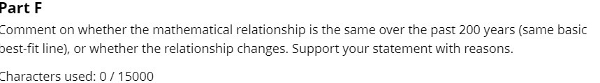 Part F Comment on whether the mathematical