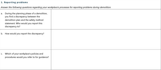 1. Reporting problems Answer the following
