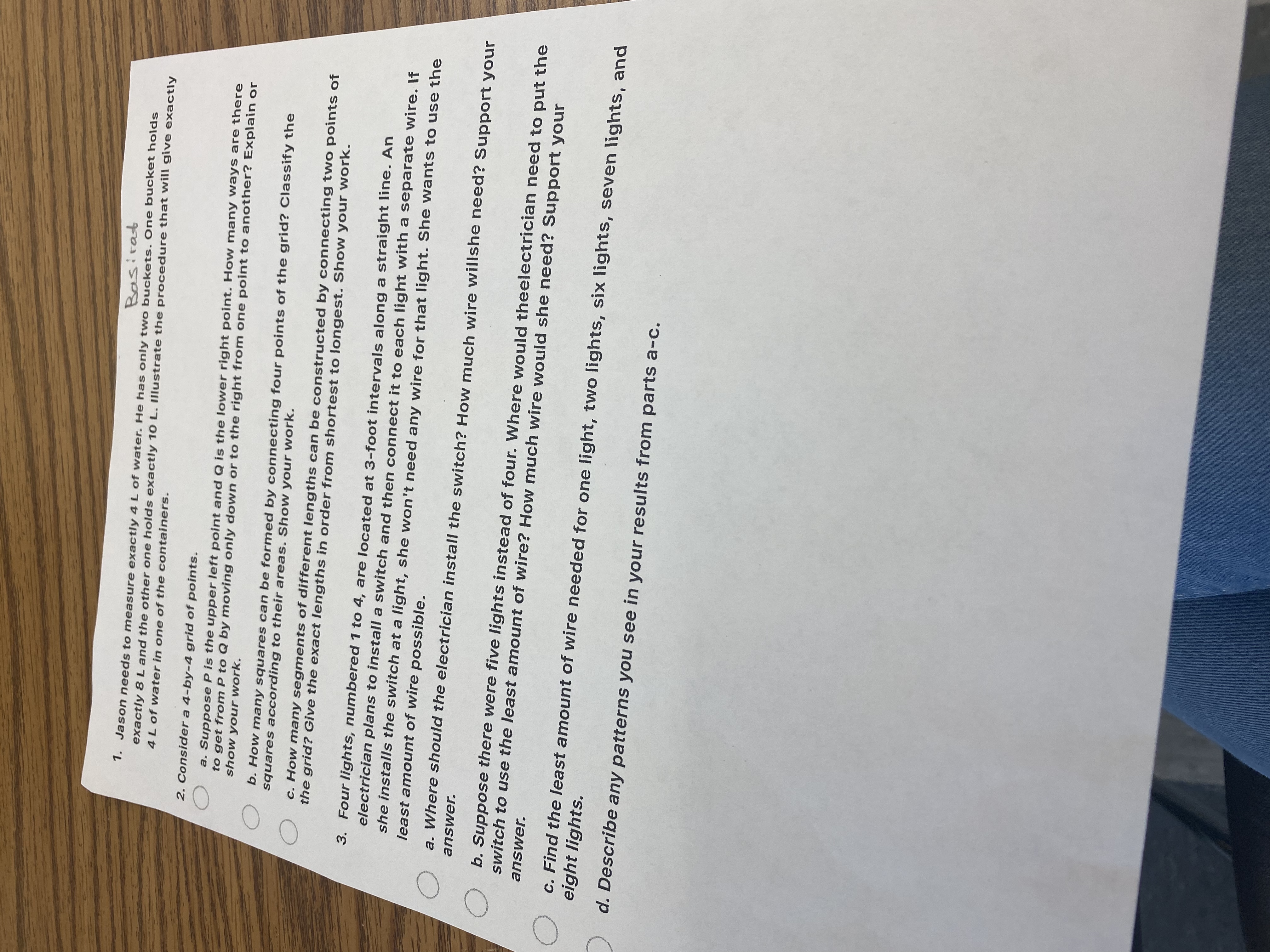 Basirat Jason needs to measure exactly 4 L of