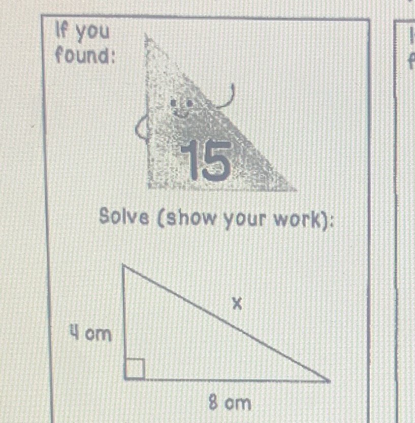 work I need help on 1 If you found: 15 Solve