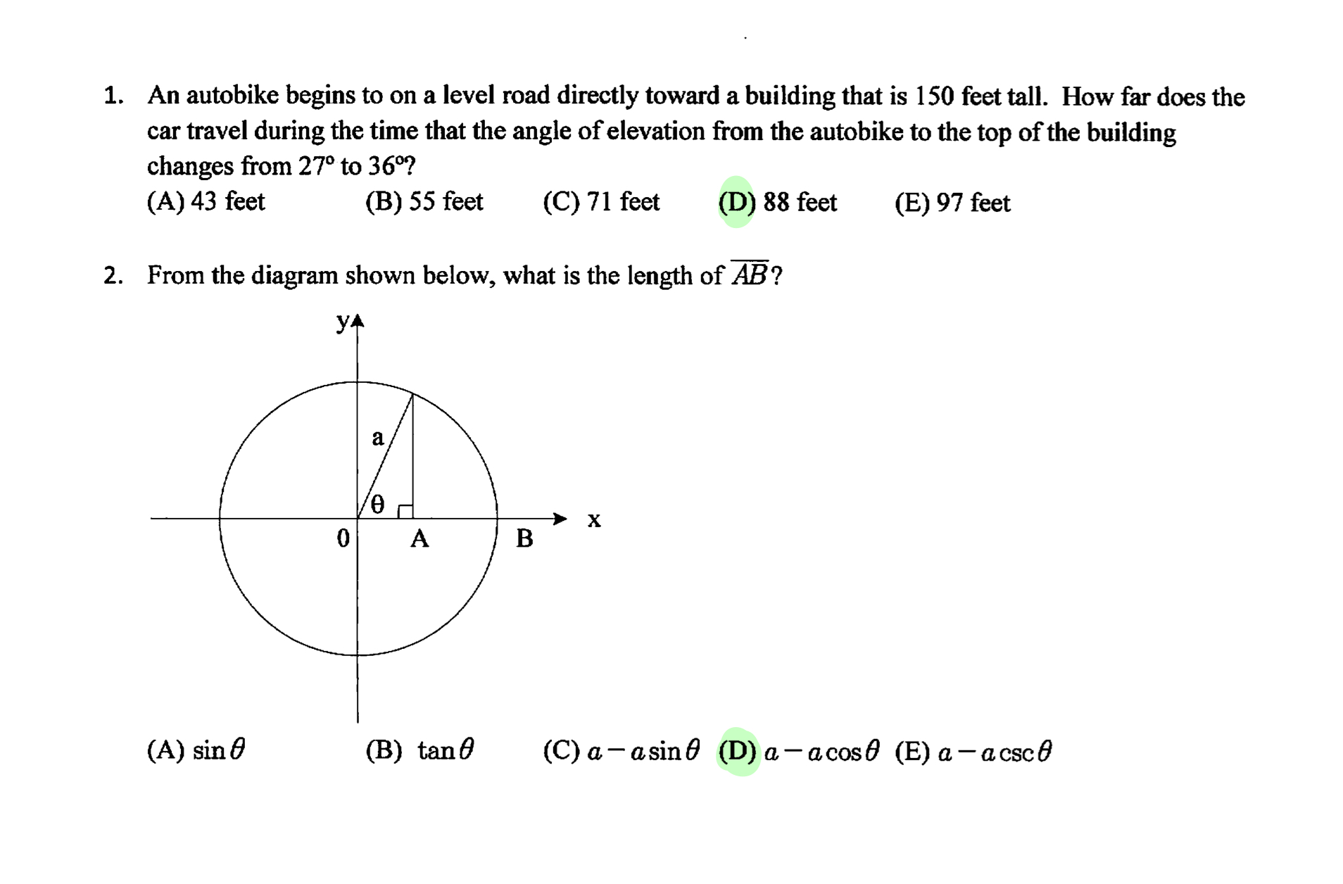 1. An autobike begins to on a level road directly