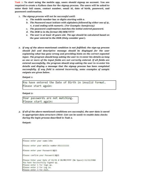 Task :: To start using the mobile app, users