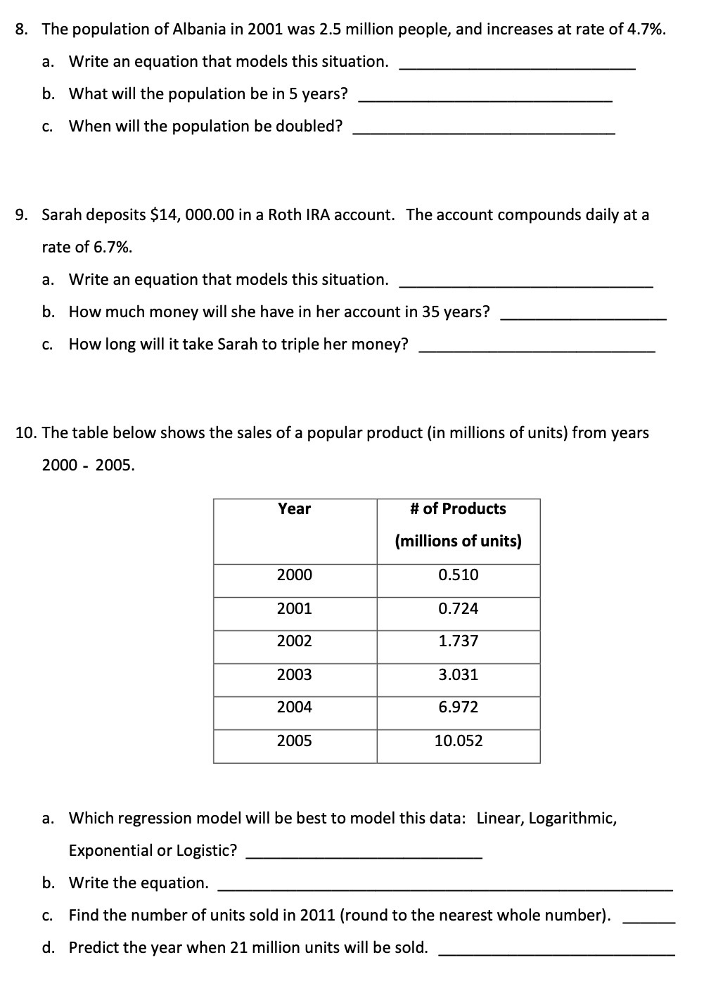 8. The population of Albania in 2001 was 2.5
