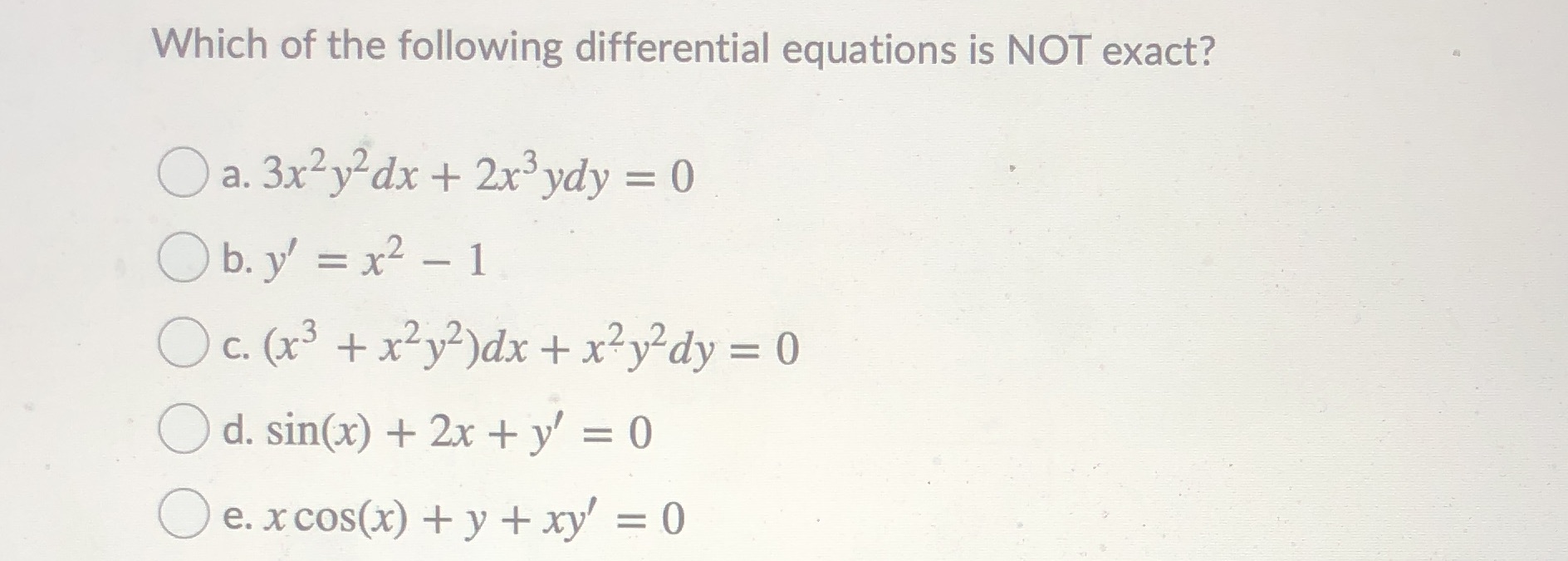 Which of the following differential equations is