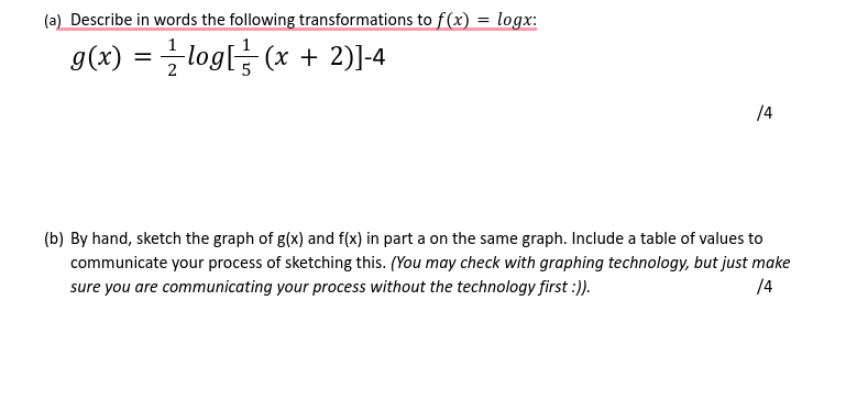 (a) Describe in words the following