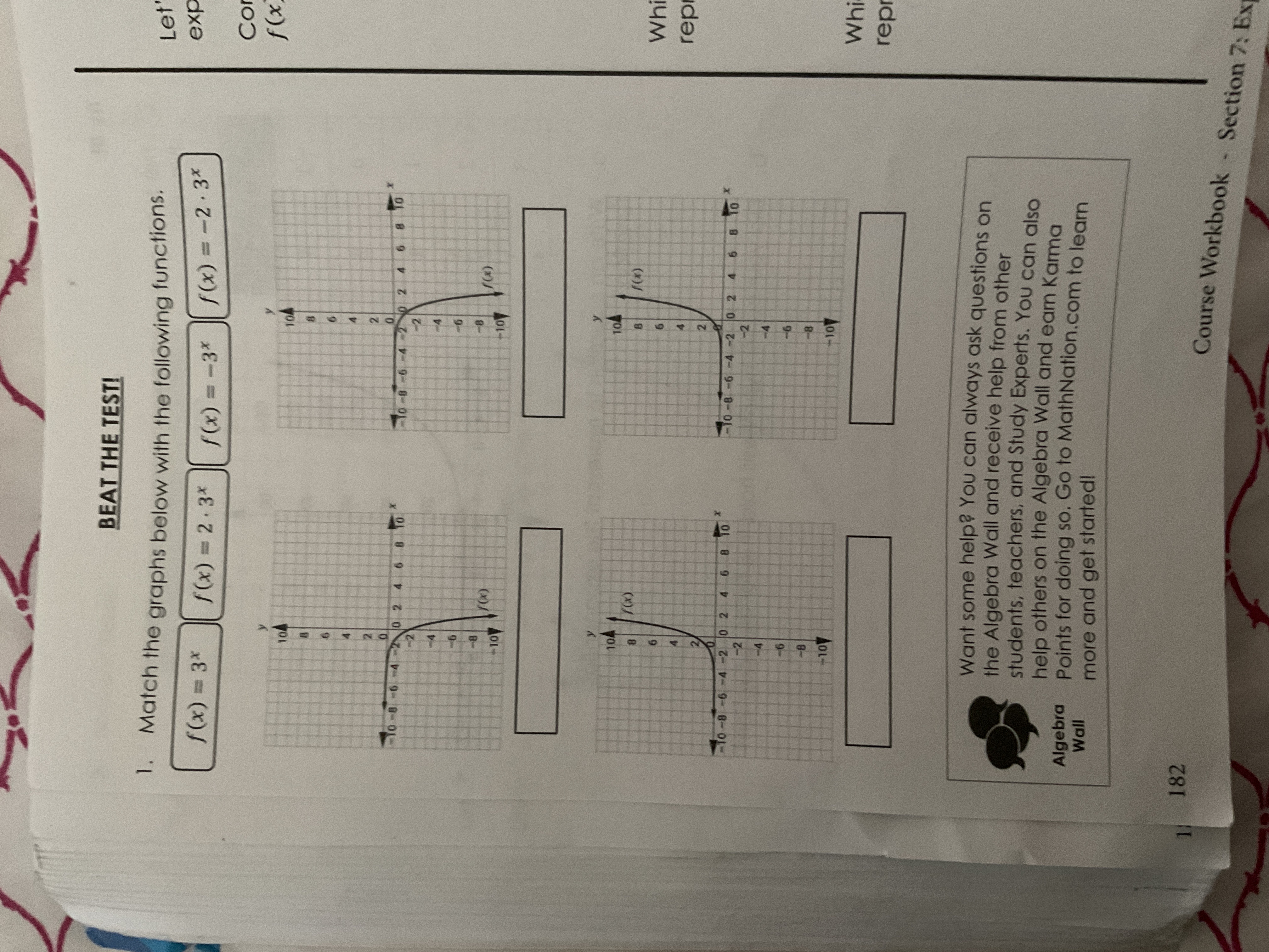 BEAT THE TEST! 1. Match the graphs below with the