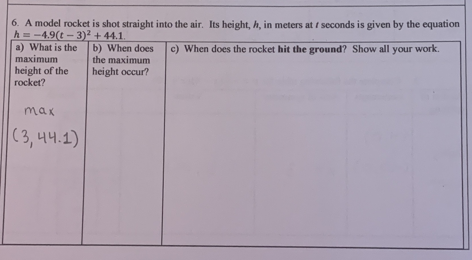 i need b and c pls 6. A model rocket is shot