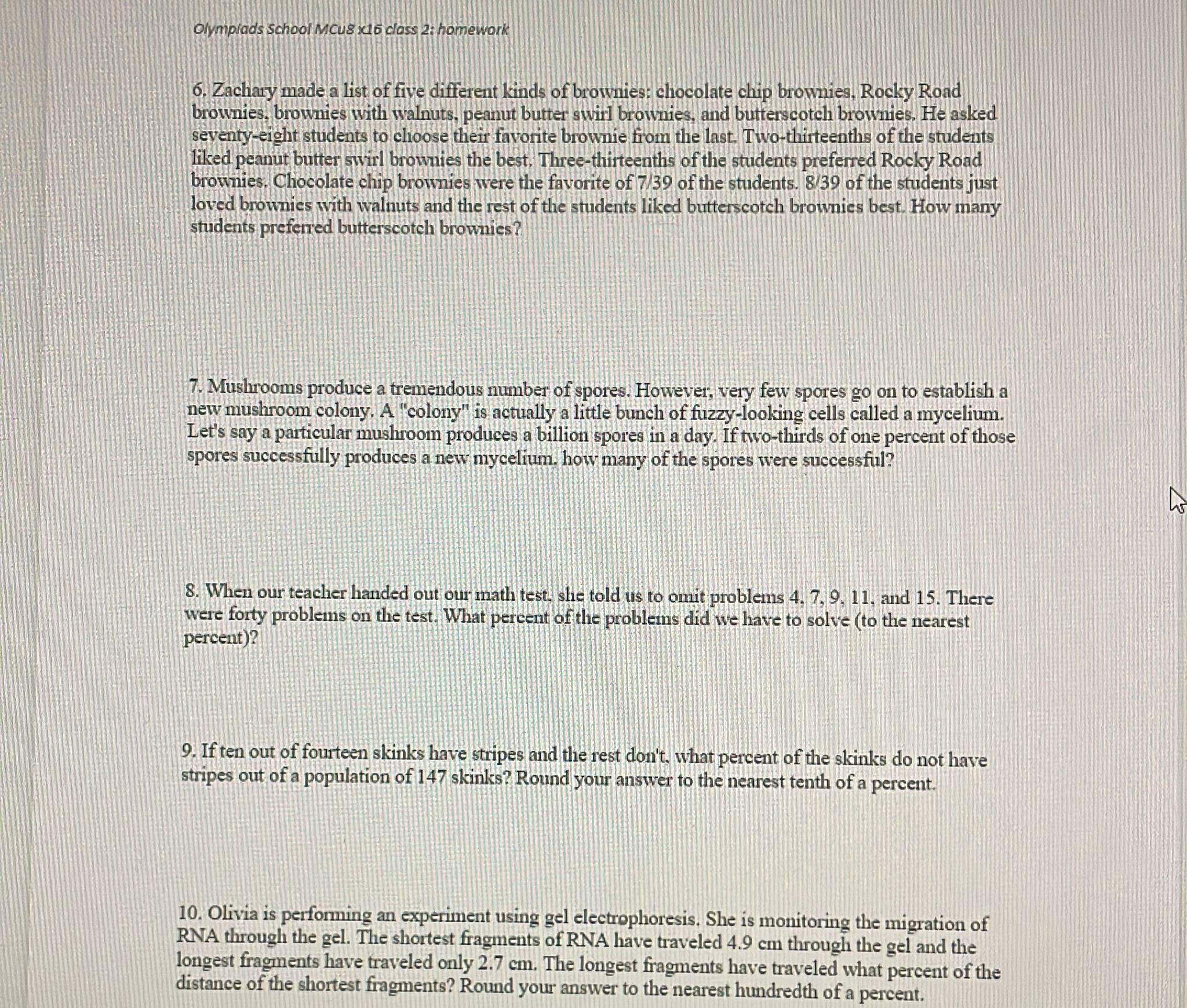 Olymplads School MCU8 16 class 2: homework 6.