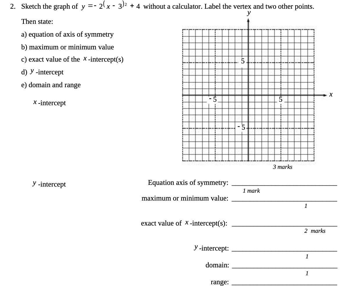 2. Sketch the graph of y = - 2 x - 3/2 + 4