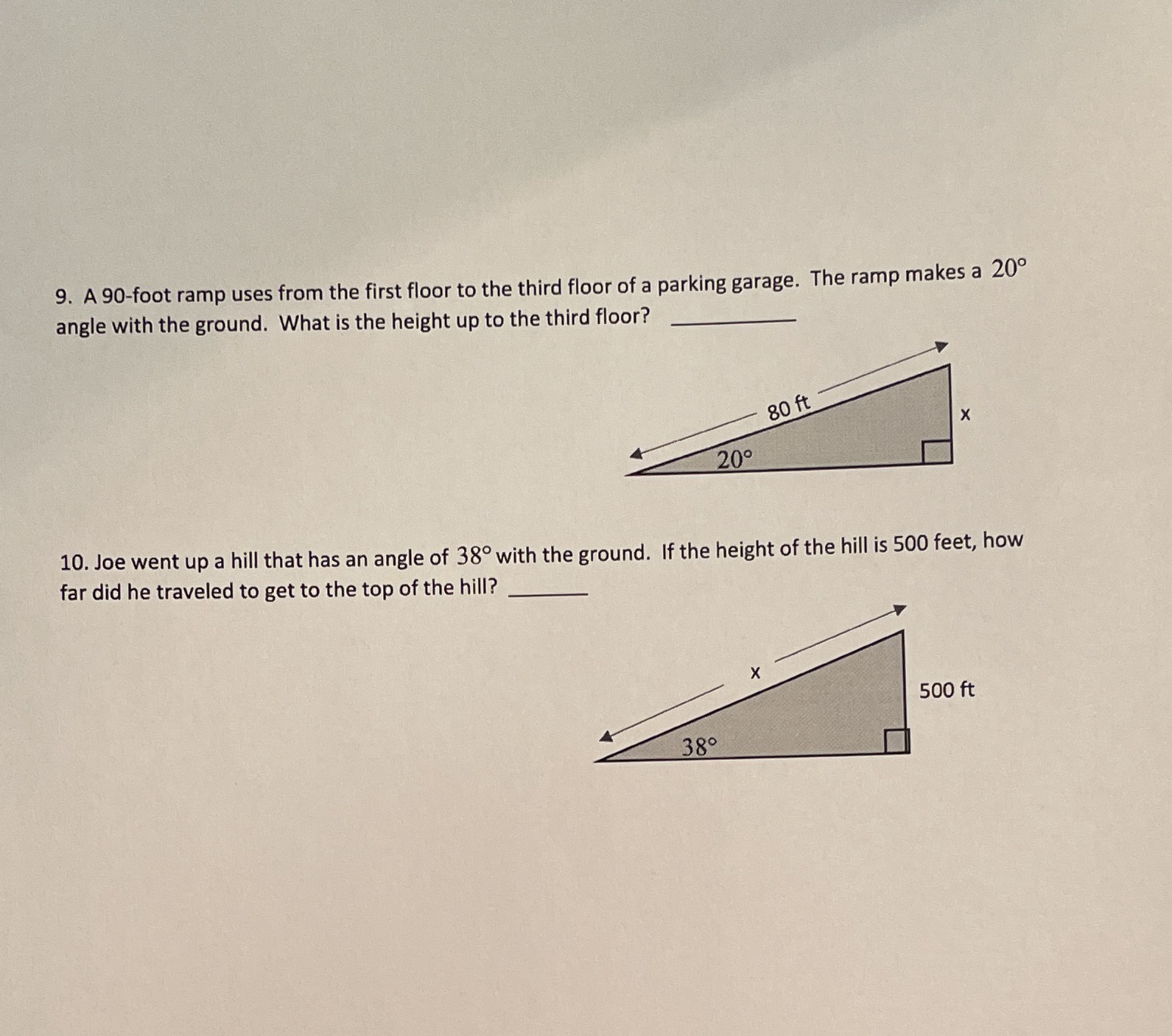 9. A 90-foot ramp uses from the first floor to