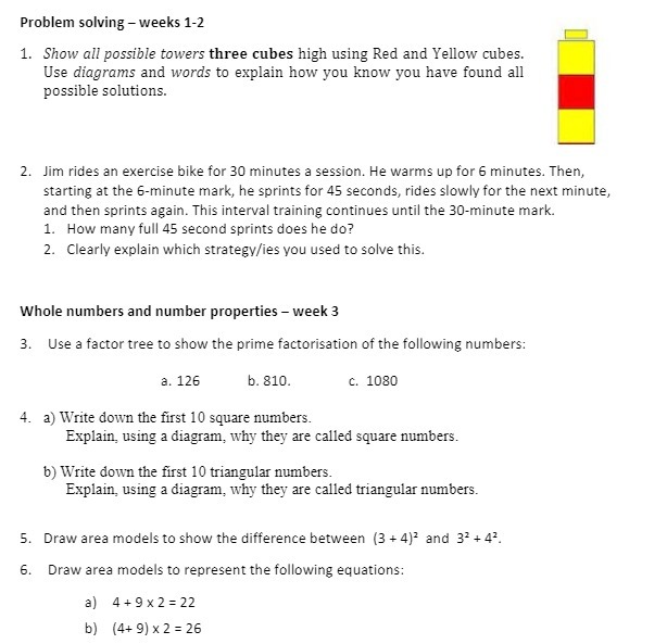 Problem solving - weeks 1-2 1. Show all possible