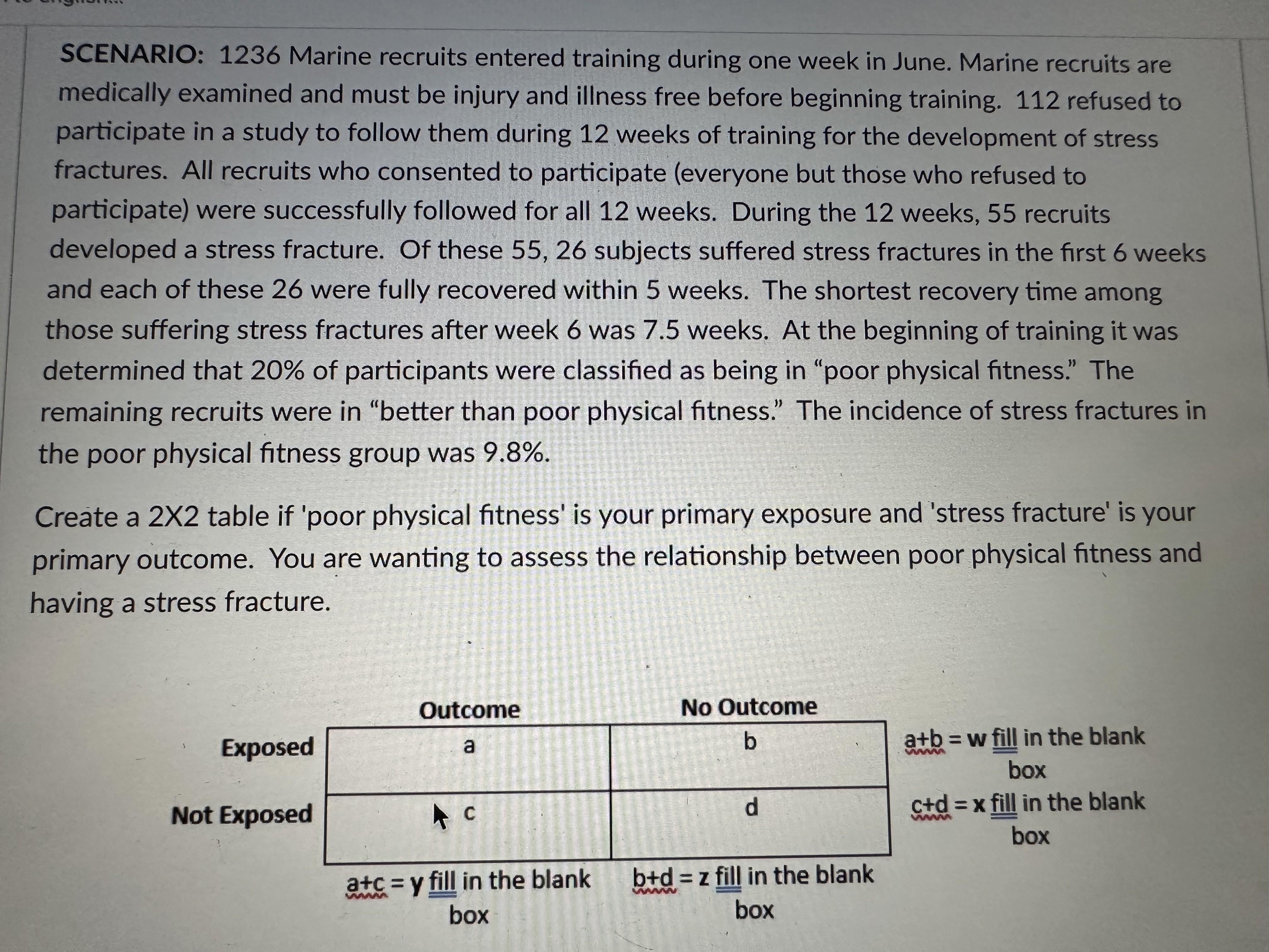 SCENARIO: 1236 Marine recruits entered training
