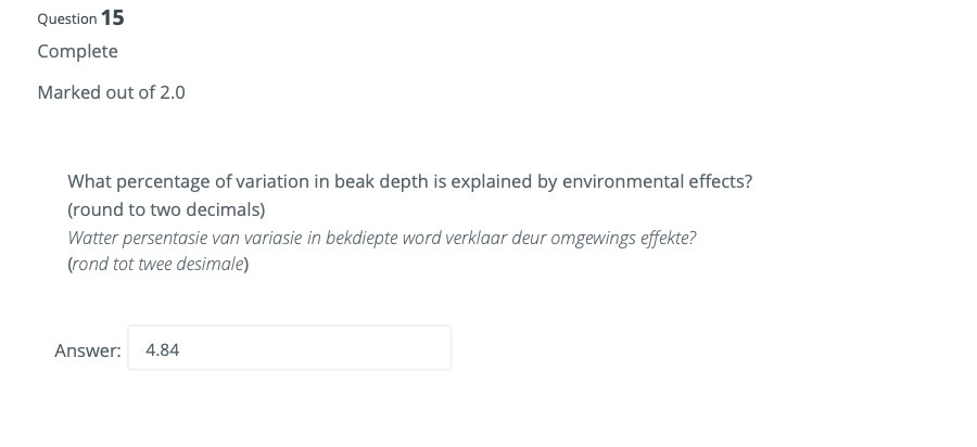 Question 15 Complete Marked out of 2.0 What