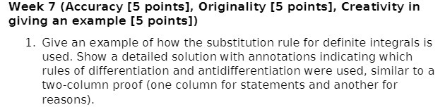 Week 7 (Accuracy [5 points], Originality [5