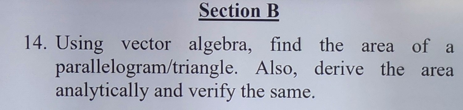 Using Vector Algebra,Find the area of a