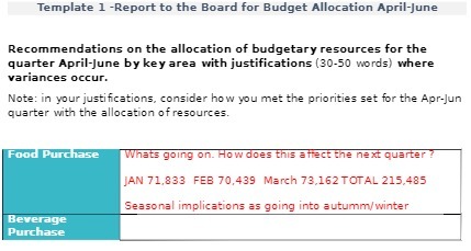 Template 1 -Report to the Board for Budget