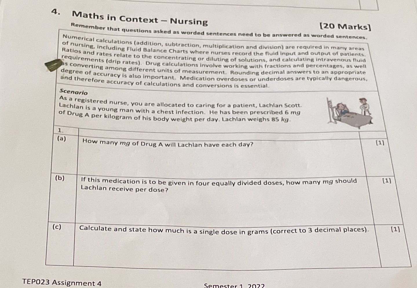 4. Maths in Context - Nursing [20 Marks] Remember
