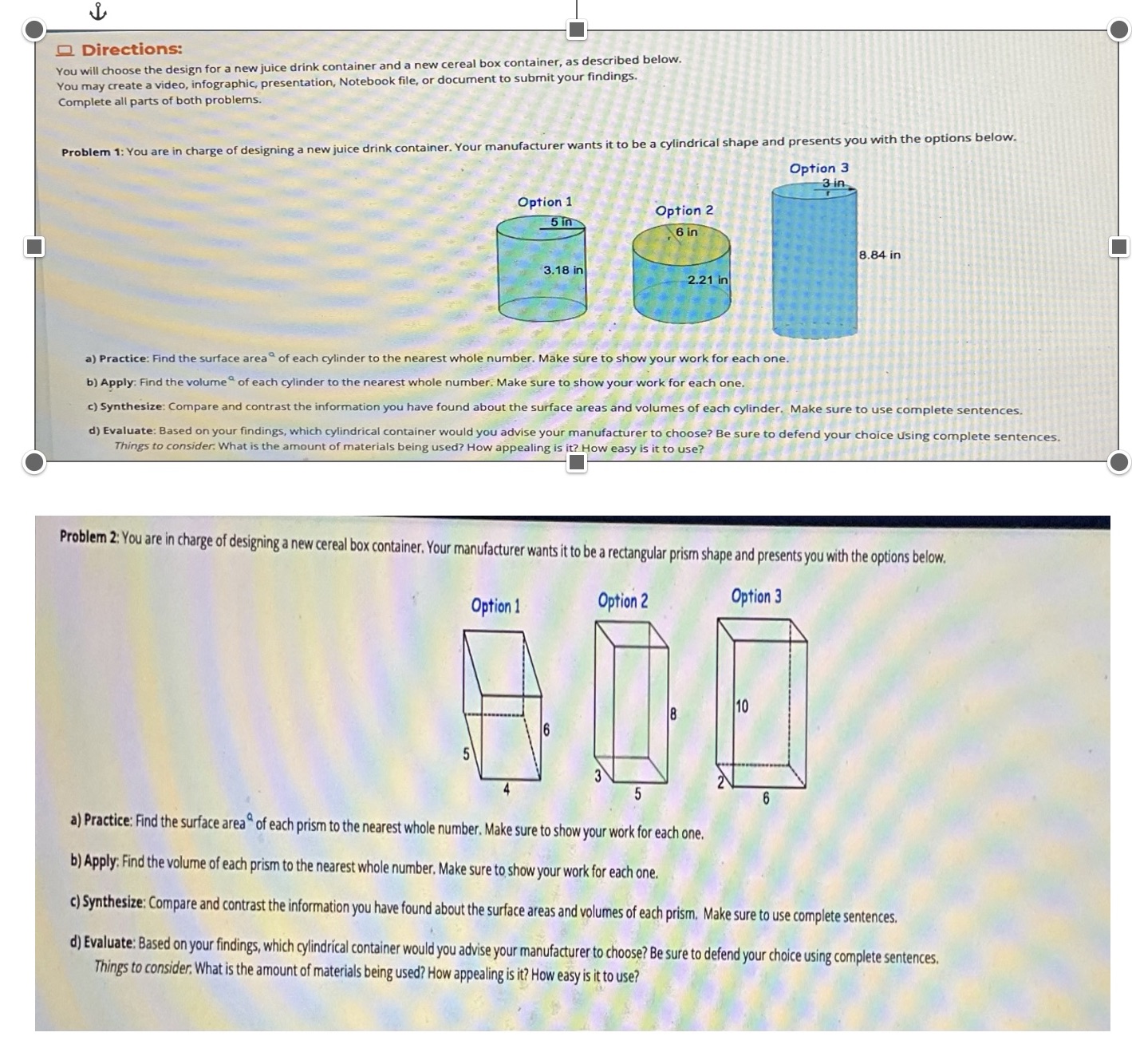 Q Directions: You will choose the design for a