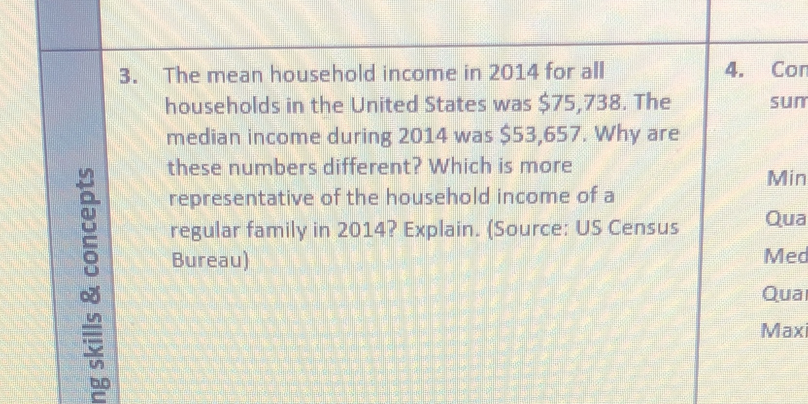 3. The mean household income in 2014 for all 4.