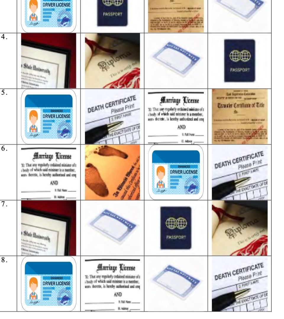 DRIVER LICENSE PASSPORT 4. Diploma PASSPORT 5.