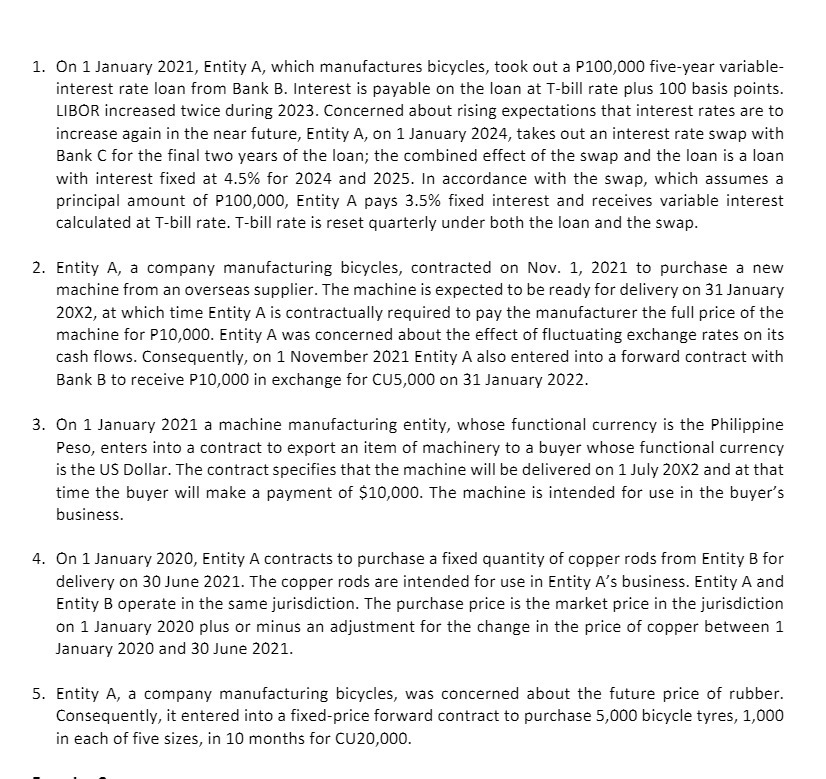 . 0n 1 January 2021, Entity A, which manufactures