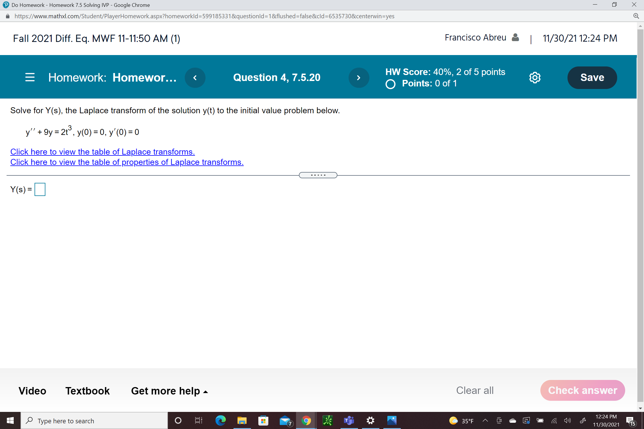 Do Homework - Homework 7.5 Solving IVP - Google