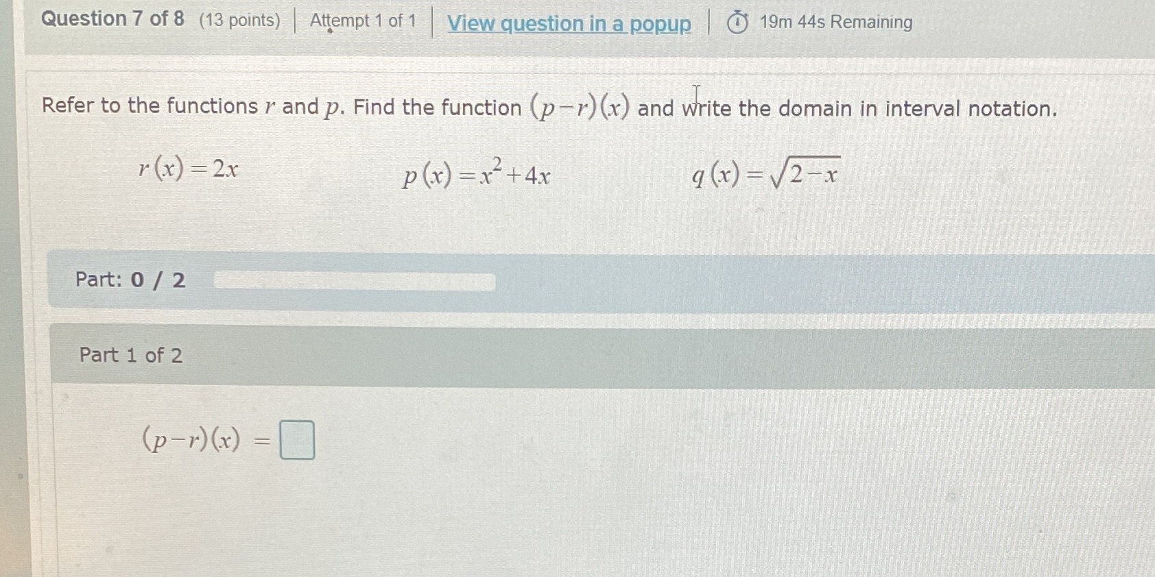 Question 7 of 8 (13 points) Attempt 1 of 1 View